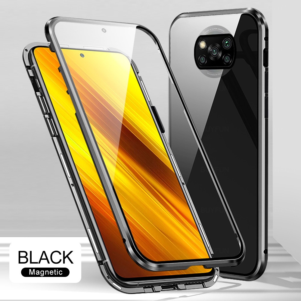 Xiaomi POCO X3 NFC X3 Pro X3 GT C3 M3 Pro F3 F2 Pro X2 M2 Pro Ốp điện thoại kính cường lực 2 mặt khung kim loại bảo vệ 360 cho