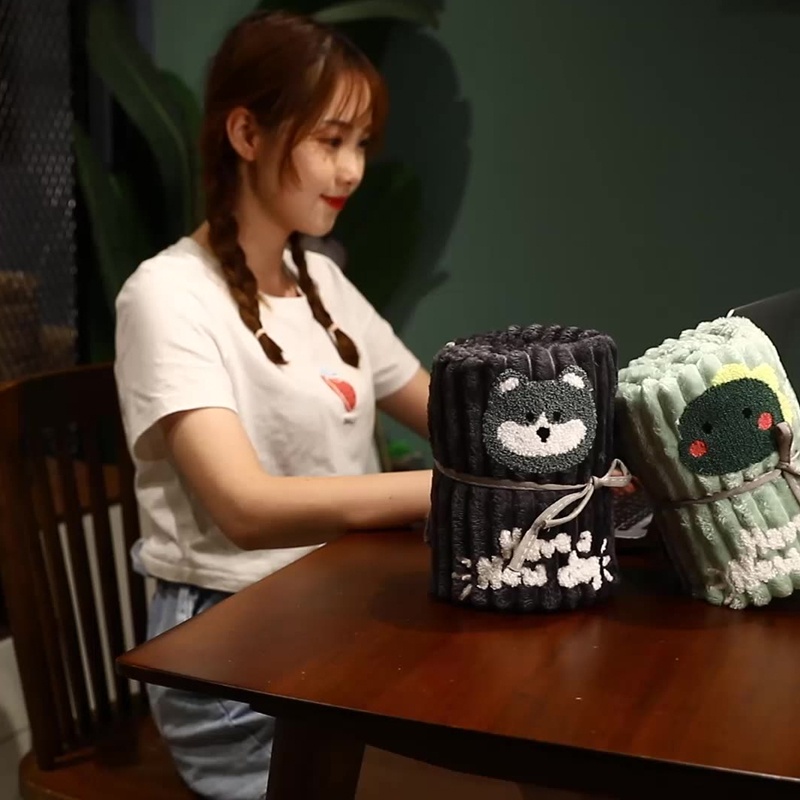 Chăn văn phòng đa năng 170x115cm lông mềm mại Chăn lông tuyết dùng du lịch dã ngoại văn phòng và cho em bé Genz Pehouse