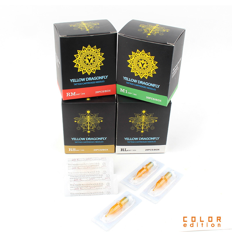 Yellow dragonfly  Box of 20 Tattoo Cartridges Rl / Rs / Rm / M1