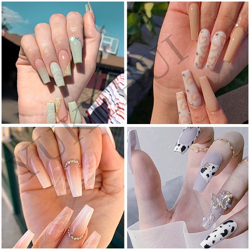 2022  trend YUKEHUI  móng giả trong suốt set móng tay giả mẫu móng tay đẹp bộ set 24 móng giả mẫu móng tay đẹp móng tay giả đính nơ bộ móng tay giả  móng tay giả nhọn  móng tay giả đẹp móng tay giả đính đá kèm keo