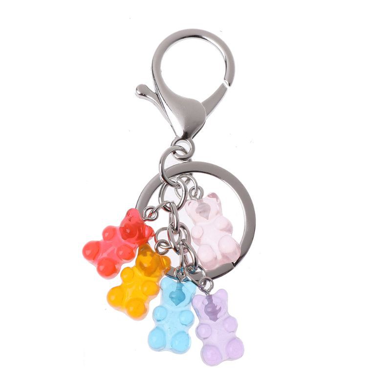 YOI*Gummy Bear Keychain Candy Bear Resin Pendant Charms Colorful Handbag Keyring