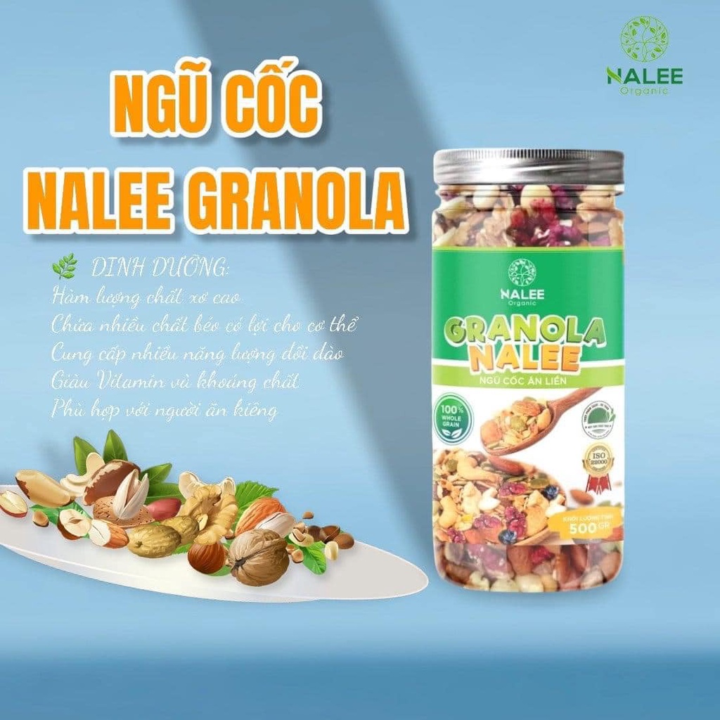1,5kg/3 hộp ngũ cốc nalee Giảm Cân, Ăn Kiêng Dinh Dưỡng granola TẶNG 1 BỘ gáo dừa + muỗng + 3 trà dưỡng nhan thảo mộc