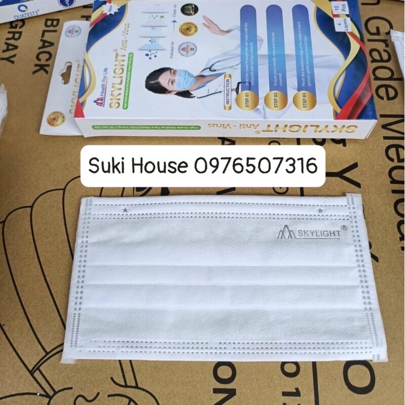 Khẩu trang y tế 4 lớp giấy kháng khuẩn gói 10 cái Skylight, hàng Việt Nam chất lượng cao, giá bình ổn | BigBuy360 - bigbuy360.vn