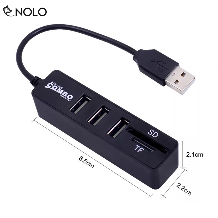 Hub USB 2.0 Đa Năng Đọc Được USB Thẻ Nhớ SD Microsd Tương Thích Nhiều Hệ Điều Hành Chiều Dài Dây 15cm