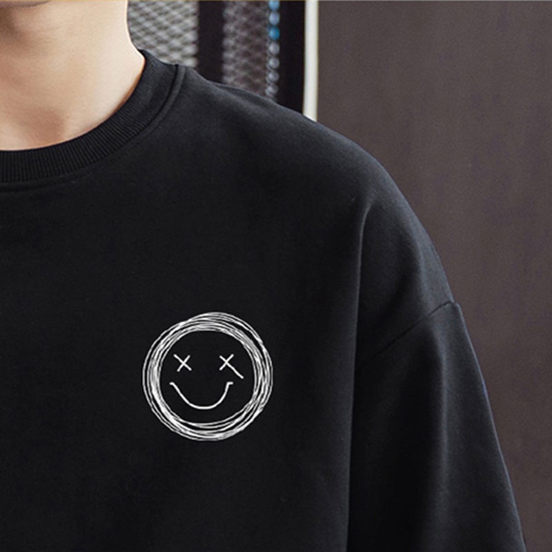 Áo sweatshirt tay dài in họa tiết mặt cười thời trang dành cho nam