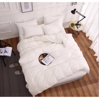 Bộ chăn ga gối poly cotton trắng trơn