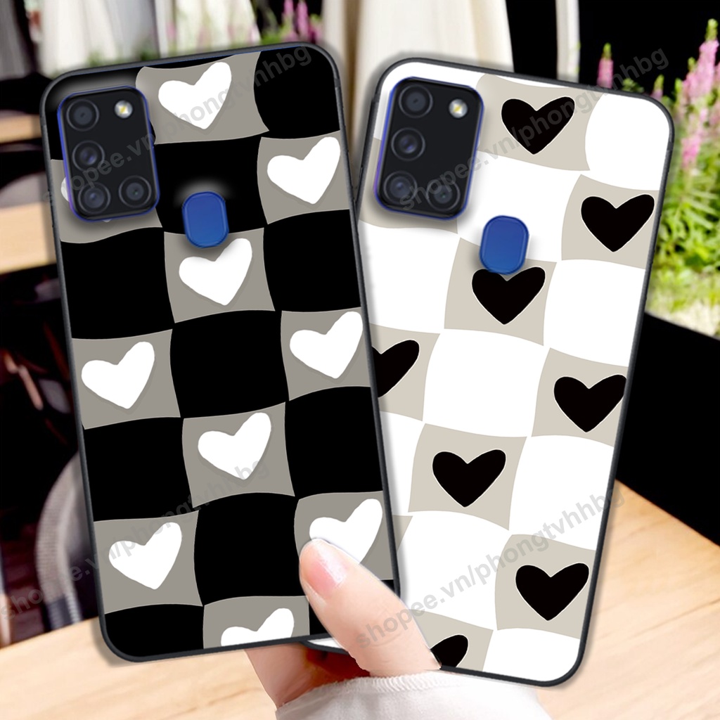 Ốp lưng Samsung A21s in mẫu trái tim caro, chuột mikey thể thao cực đẹp cute siêu rẻ cực bền
