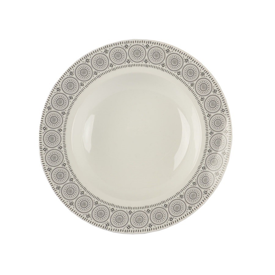 Đĩa Sâu Lòng Kích thước 18cm x 3cm chất liệu bằng Sứ FLORIST Hoạt Tiết Màu Trắng Sang Trọng Index Living Mall