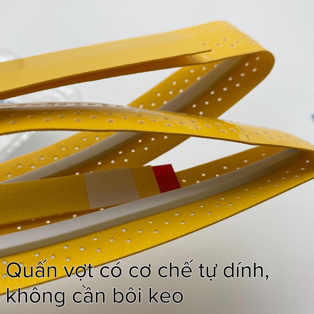 Quân cán vợt cầu lông có gân và lỗ thoáng khí, quấn cán vợt êm tay thấm mồ hôi giá rẻ