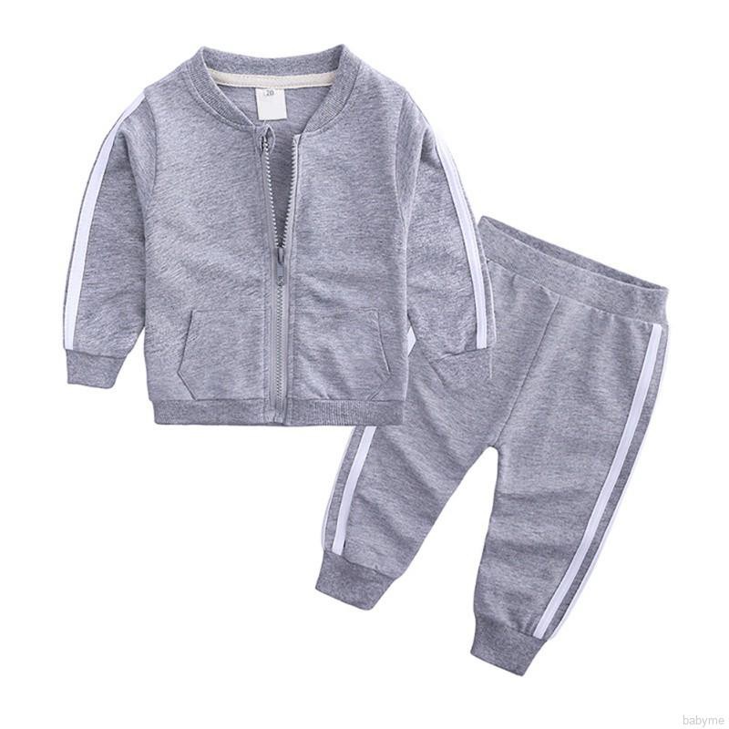 Bộ áo sweater và quần dài phối sọc thời trang mùa thu cho bé