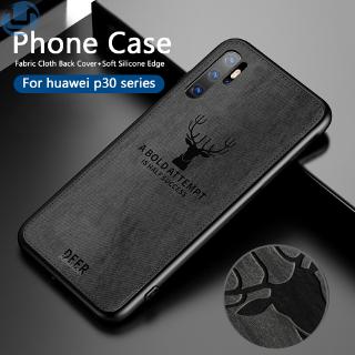 Ốp lưng TPU phối vải canvas hình con hươu cho Huawei P30 P20 Mate 20 Mate 30 Pro Lite Mate 20X
