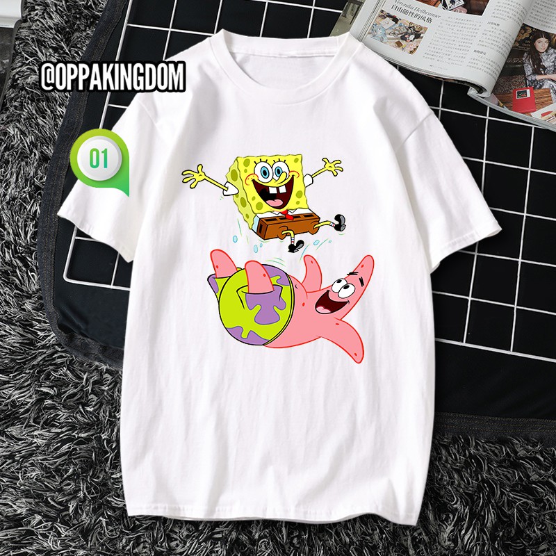 Áo thun unisex Đôi bạn SpongeBob Patrick Star dễ thương