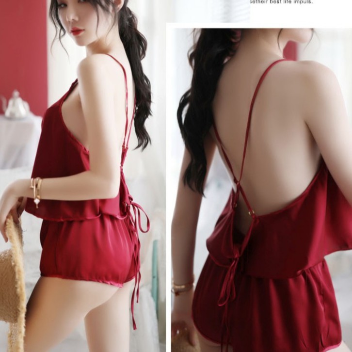 Bộ Đồ Ngủ hai dây sang trọng chất phi lụa satin mặc ở nhà Siêu đẹp P1178