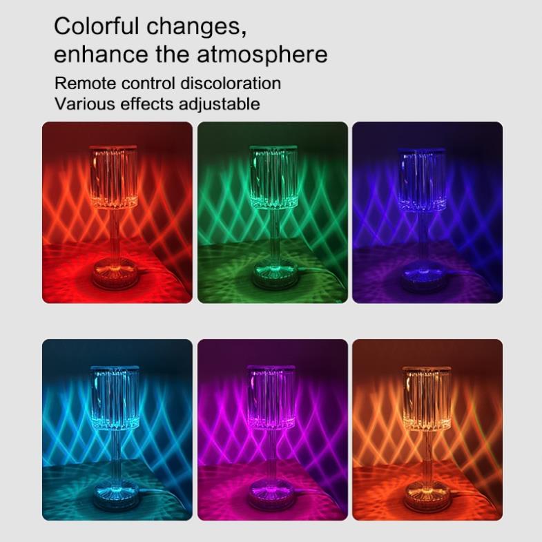 Đèn bàn kim cương RGB Đèn ngủ phòng ngủ Đèn pha lê trang trí Đèn ngủ Đèn bàn sạc USB Đèn bàn 16 màu