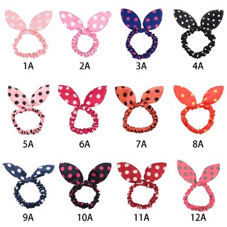 Set 2 dây cột tóc tai thỏ họa tiết chấm bi xinh xắn cho nữ