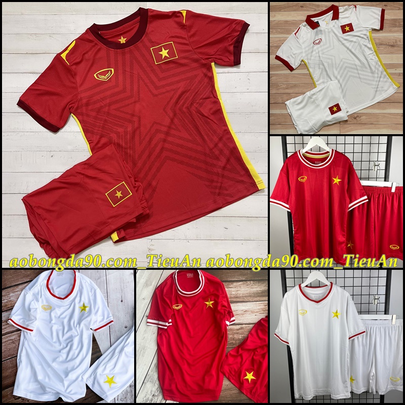 Áo Bóng Đá, Áo Đá Banh Đội Tuyển Việt Nam - Chuần Mẫu Thi Đấu - Vải Chuẩn Của Thái Polyester Gai Cao Cấp-Vải Thun Thái