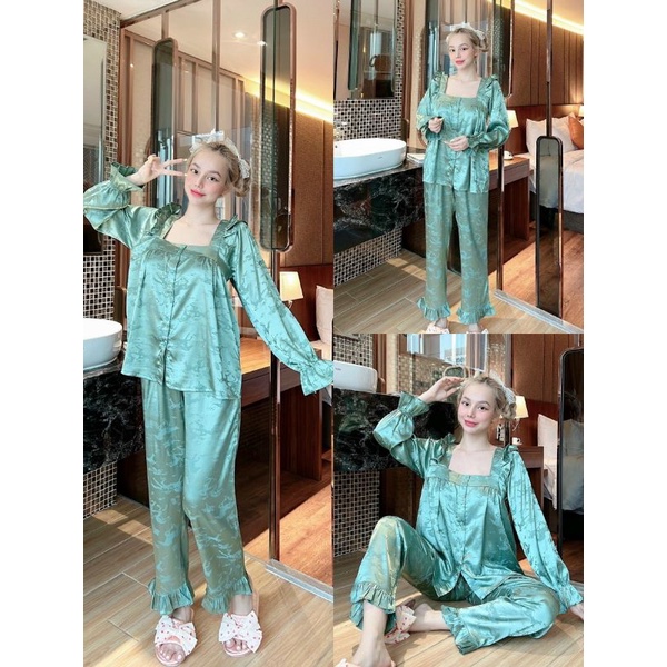 BỘ LỤA GẤM CỔ VUÔNG TIỂU THƯ SANG CHẢNH