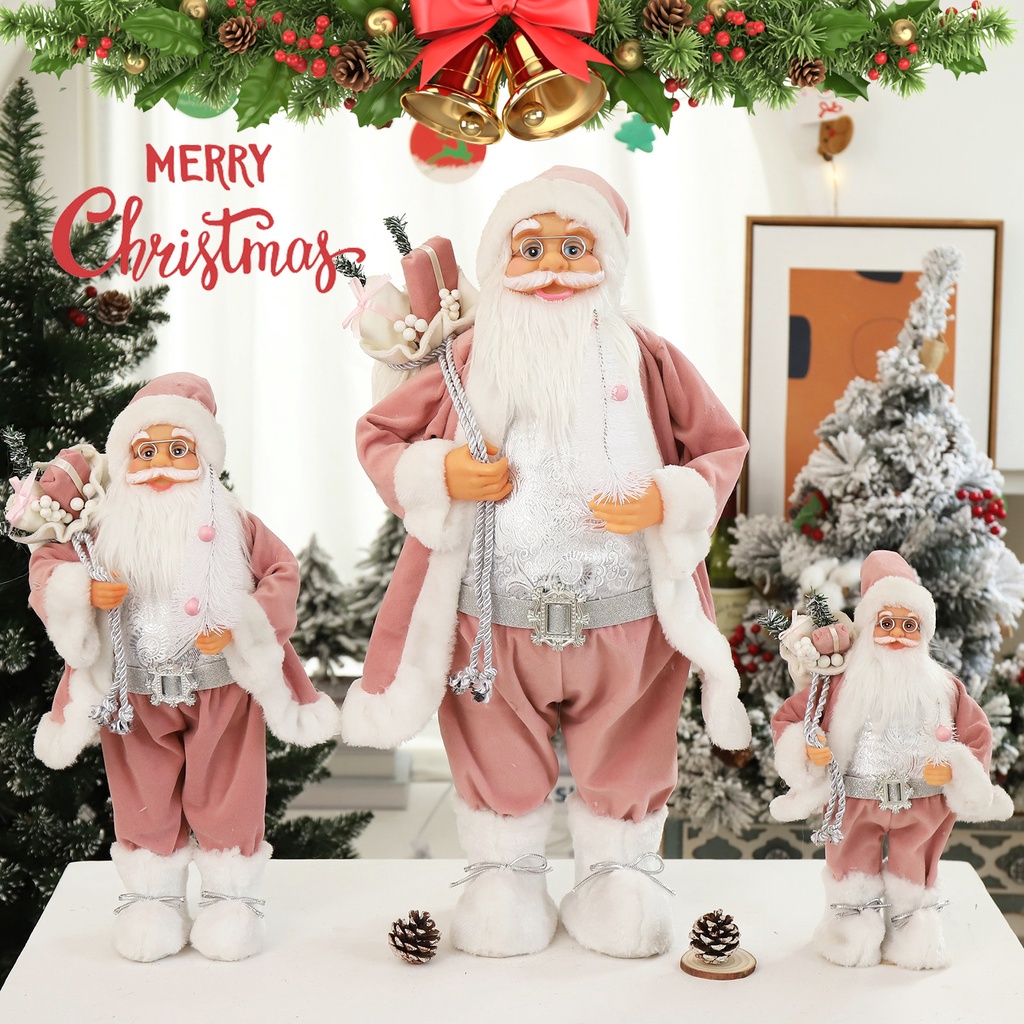 Phụ Kiện Trang Trí Giáng Sinh Hình Ông Già Noel Màu Hồng Khối Lượng Nhẹ