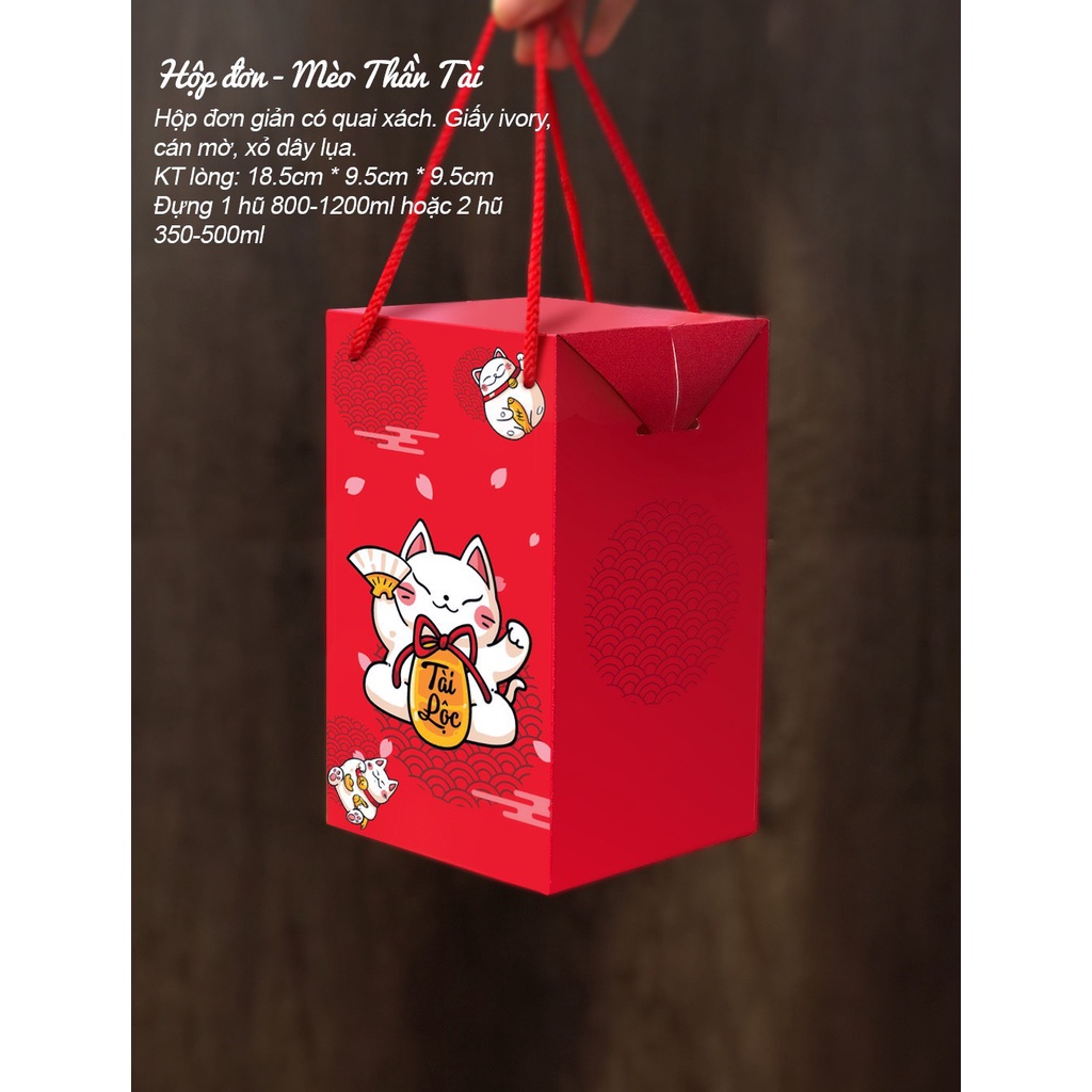 Hộp đơn mẫu mèo Thần tài 18.5*9.5*9.5cm