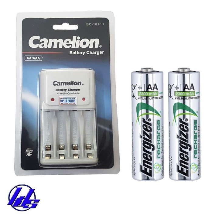 Combo bộ sạc pin AA, AAA BC-1010B kèm 2 pin sạc Energizer AA 2300mAh