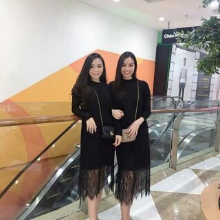Com bo Đầm body phối chân ren