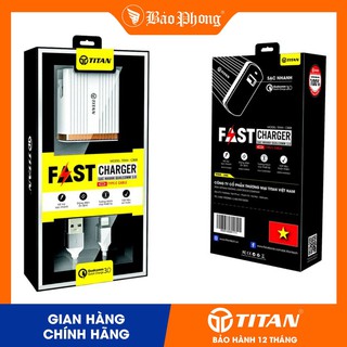 Combo sạc nhanh 3A cổng ra chân TYPEC TITAN - CB08 (Bảo Hành 12 Tháng)