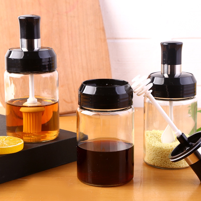 Lọ đựng gia vị dài - hũ đựng gia vị thủy tinh kèm thìa cao cấp Giadungbaotinhn