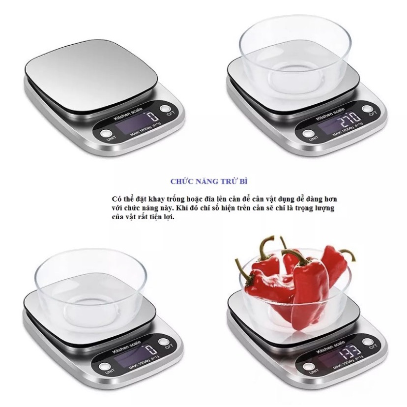 Cân Nhà Bếp Kitchen Scale 3kg/0.1g - 10kg/1g. Cân Tiểu Ly Gia Vị. Màn Hình LCD Độ Chính Xác Cao Hoạt Động Ổn Định