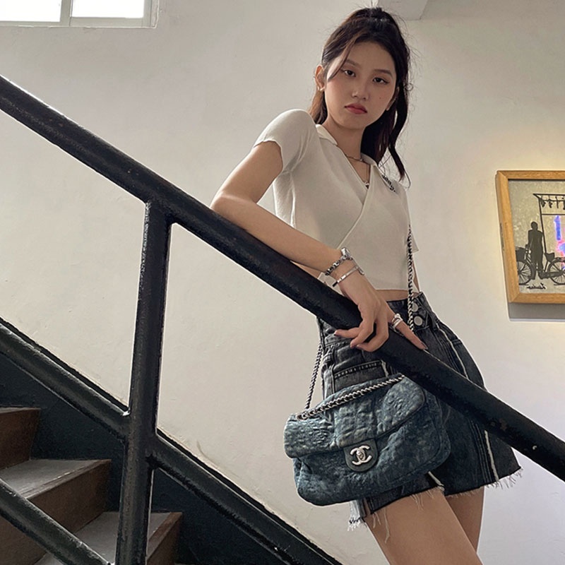 Cocory vn  Áo Croptop Dệt Kim Tay Ngắn Cổ Chữ V Thiết Kế Độc Đáo Thời Trang Mùa Hè Quyến Rũ Cho Nữ