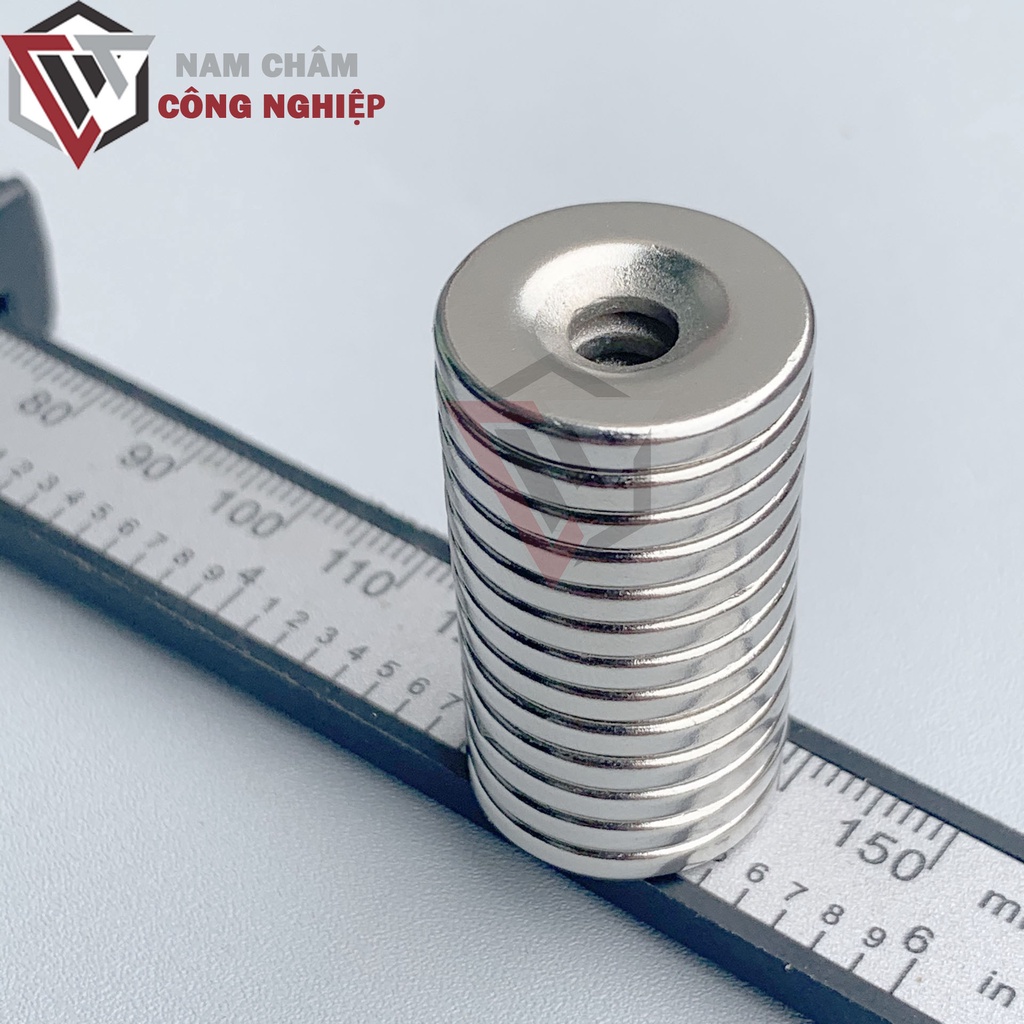 Nam châm tròn 20x3mm lỗ 4mm nam châm bắt vít