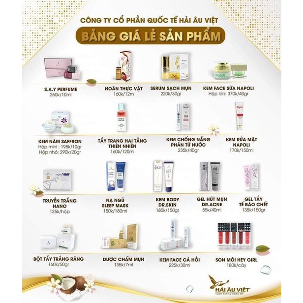 TRỌN BỘ MỸ PHẨM HẢI ÂU VIỆT (Chính Hãng Giá Sỉ)
