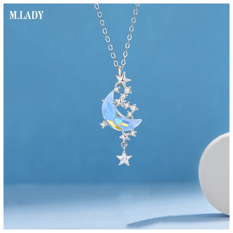 Dây Chuyền Bạc Nữ - Mặt Trăng Đá Khuyết - Vòng Cổ Bạc Sterling M.Lady jewelry (MLJ)