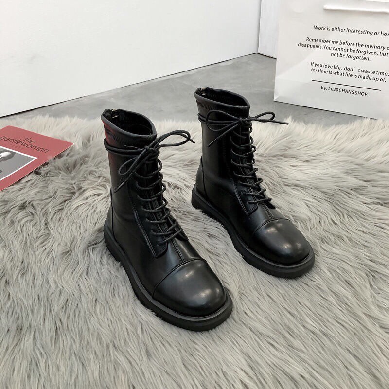 Giày boot bốt nữ cao cổ Ulzzang khóa sau dây nhiều mã A88 kiểu dáng trẻ trung | BigBuy360 - bigbuy360.vn