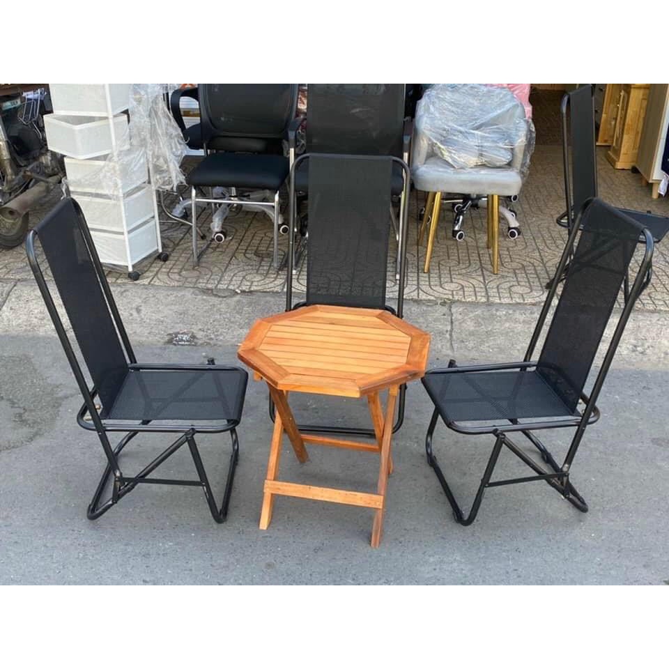 Ghế cafe xếp dựa cao 82cm giá rẻ,ghế sắt lò xo lưới sịn