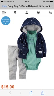 Set 3 chi tiết bé trai, gái carters