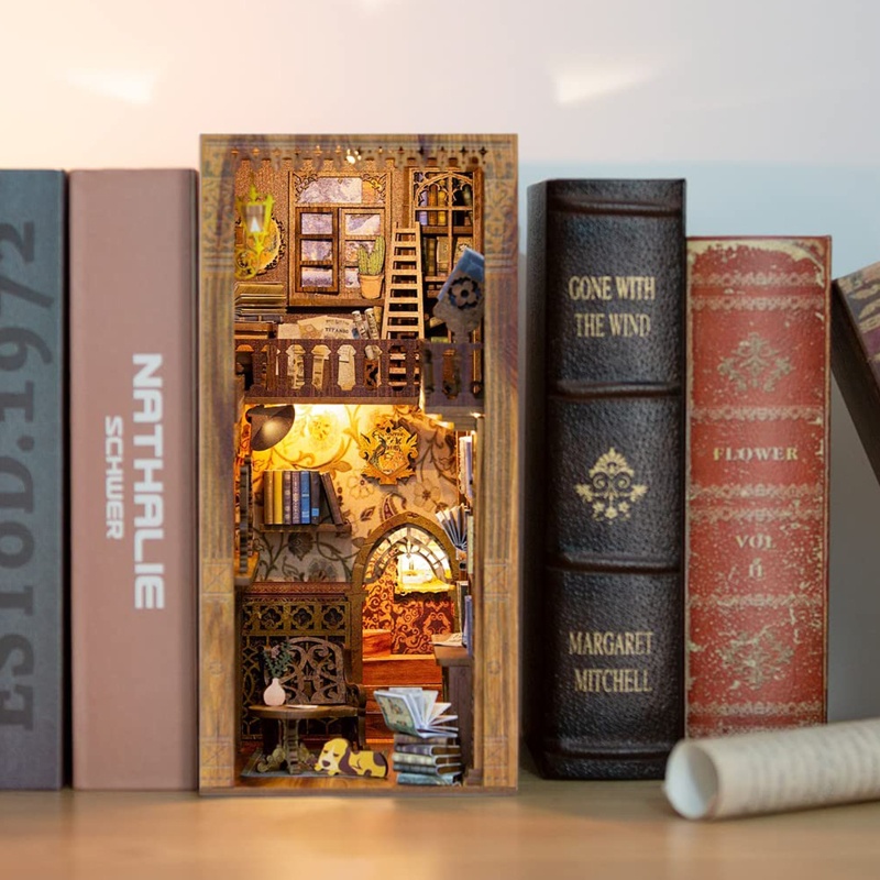 SELAN DIY Book Nook Luminous Bookend Art Craft Kit for Creative  Puzzle Building Toy Teenagers Adults  Collectable Dec