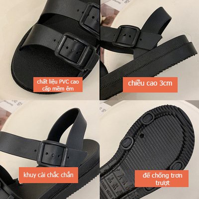 Dép sandal nữ, dép quai hậu đi học, đi chơi quai ngang khuy cài DSK03 chống trơn không thấm nước