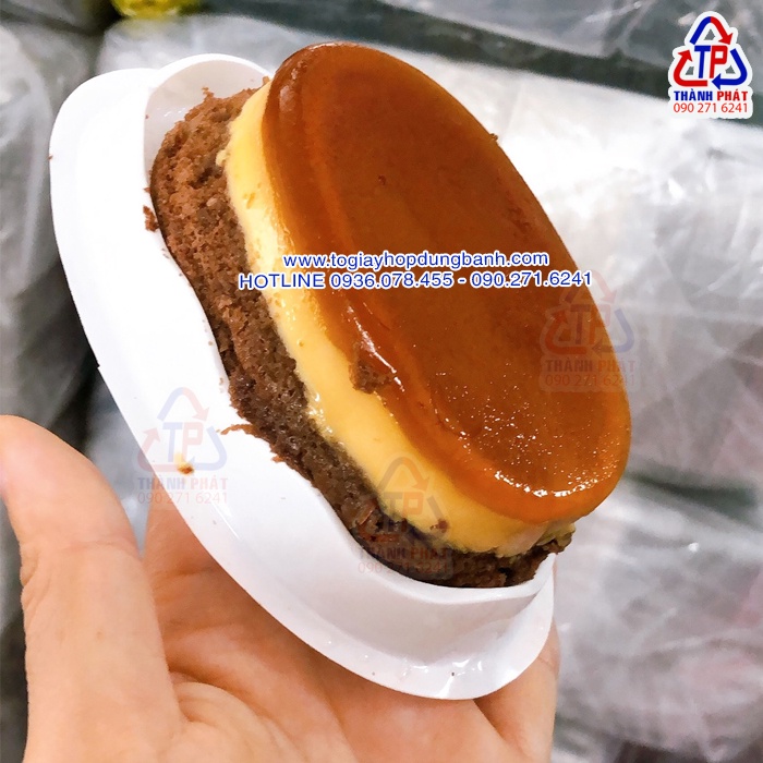 100 Hộp H16 oval trắng đựng bánh trung thu con heo -  bánh gato flan