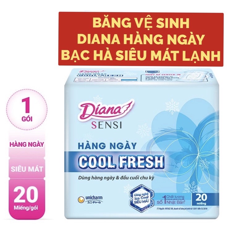 BĂNG VỆ SINH DIANA HÀNG NGÀY SỊN SENSI COOL DÙNG SIÊU MÁT (GÓI 20 MIẾNG)