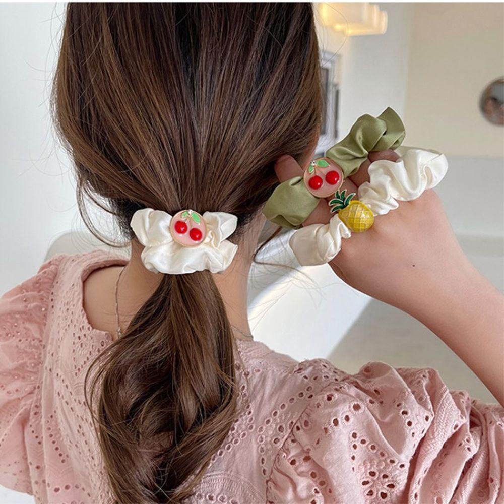 Dây Cột Tóc Scrunchies Hình Cherry Dễ Thương Thời Trang Kiểu Pháp Cho Nữ