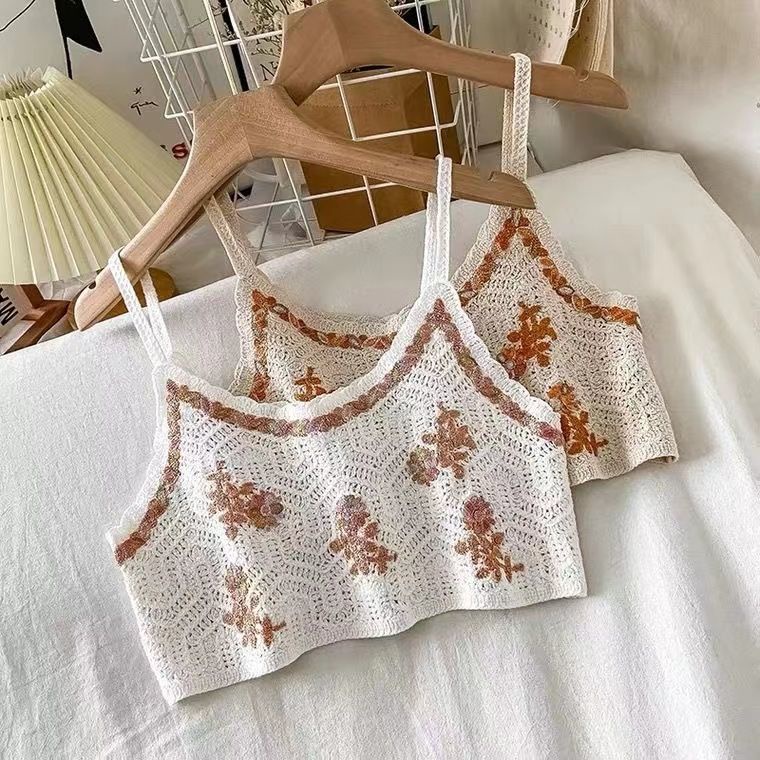 Áo Dệt Kim Không Tay Thêu Họa Tiết Thời Trang Mùa Hè Hàn Quốc Mới Cho Nữ