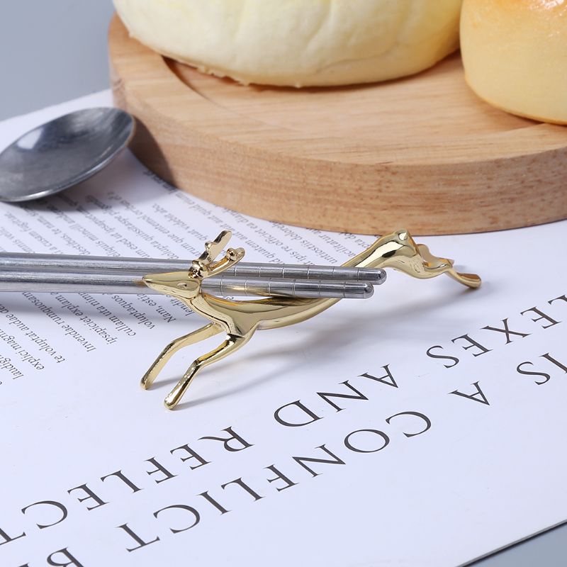Giá Đỡ Đũa / Muỗng / Nĩa Bằng Hợp Kim Kẽm Hình Hươu Dễ Thương