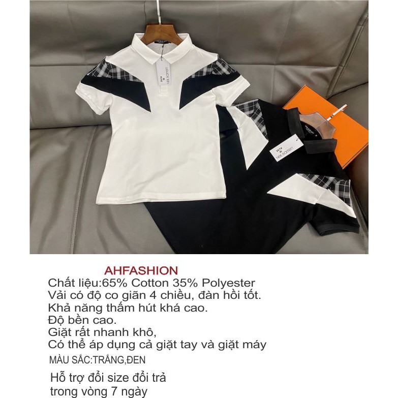 Áo thun nam polo giá rẻ cổ bẻ tay ngắn thêu logo mẫu mới 2 màu cao cấp AHFASHION