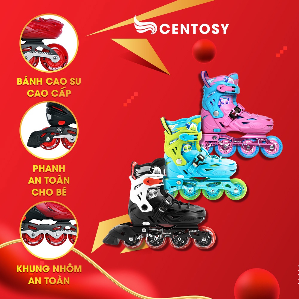 Giày Patin Trẻ Em Cao Cấp - Centosy Cougar 303 - Form Chắc Chắn, Bánh Chất Lượng