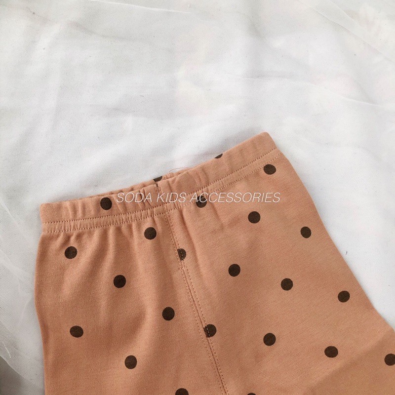 Bộ liền cún con cam nâu chấm bi (Ảnh thật)