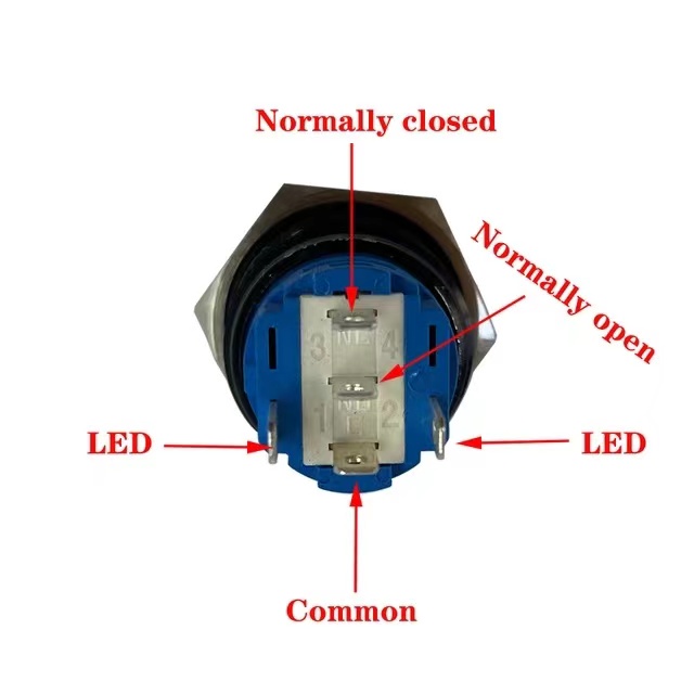 Công Tắc Nhấn Chống Thấm Nước 19mm Đèn LED 5V 12V 24V Màu Đen
