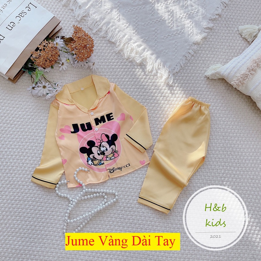 [8 -40 kg ] Bộ Mặc Nhà Lụa dài tay cao cấp -  Pijama Lụa 3D Chất Mềm Mịn An Toàn Cho Da Bé