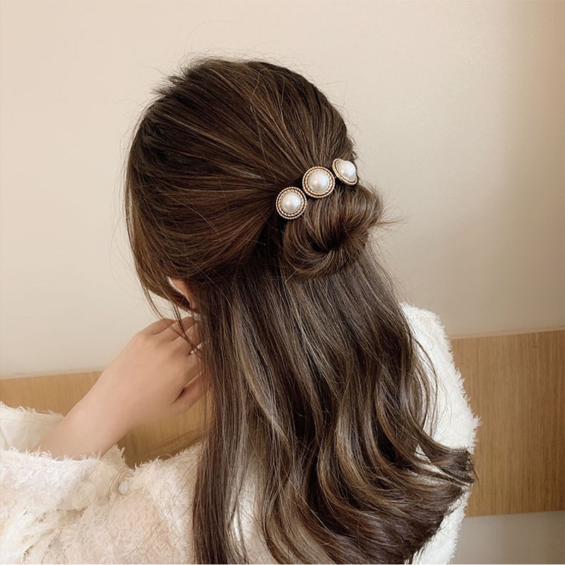 Dụng cụ búi tóc đính hạt ngọc trai nhân tạo xinh xắn thời trang dành cho nữ