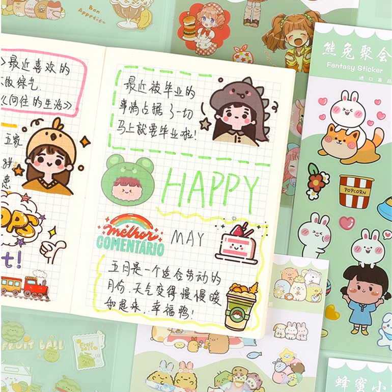 Flowertree Bộ 6 Sticker Dán Trang Trí Sổ Tay Hình Hoạt Hình