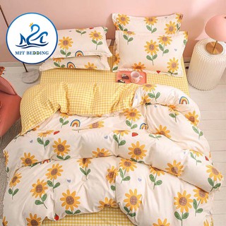 Bộ chăn ga gối Cotton poly M2T bedding Hoa cầu vồng, vỏ chăn mền, drap giường và 2 vỏ gối